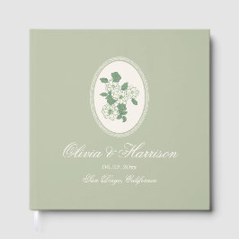 Sagegrön blomsterbröllopsgästbok gästböcker