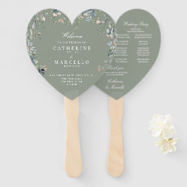 Sagegrön blomsterkaskad bröllopsprogram