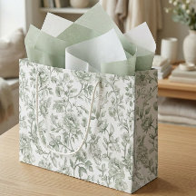 Sagegrön blomstertryckt vintage toile-mönster