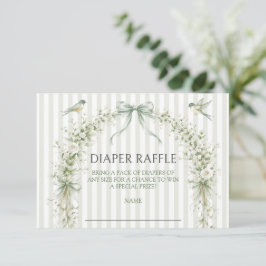 Sagegrön Boho Baby Shower Blöja Lotteri Tilläggskort