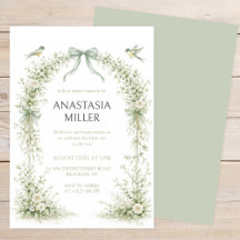 Sagegrön Boho Baby Shower-inbjudan