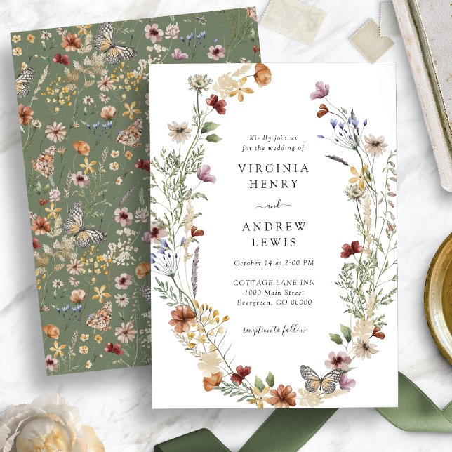 Sagegrön Boho bröllopsinbjudan Inbjudningar (Sage Green Boho Wedding Invitation
)