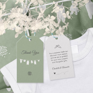 Sagegrön Boho Minimalistisk Bebis-fest Presentetikett