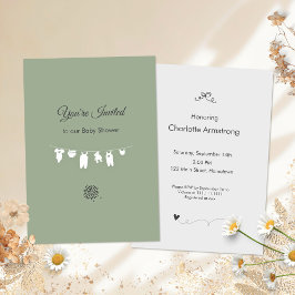 Sagegrön Boho Minimalistisk Bebisfest Inbjudningar