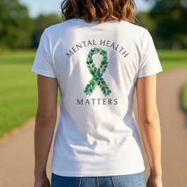 Sagegrön Botanisk Bakretryck Psykisk Hälsa T Shirt