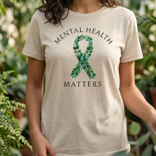 Sagegrön botanisk Mental hälsa är viktigt Band T Shirt