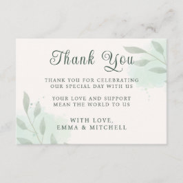 Sagegrön botanisk minimal grönhet bröllop tack kort