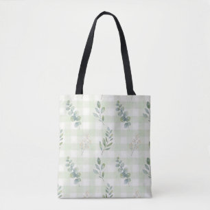 Sagegrön botanisk sömlös design tygkasse