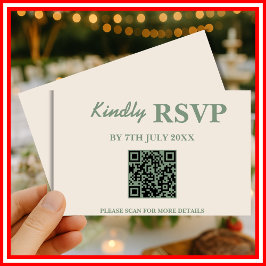 Sagegrön Bröllop | QR-kod RSVP-kort OSA Kort