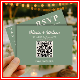 Sagegrön Bröllop | QR-kod RSVP-kort OSA Kort