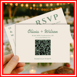Sagegrön Bröllop | QR-kod RSVP OSA Kort