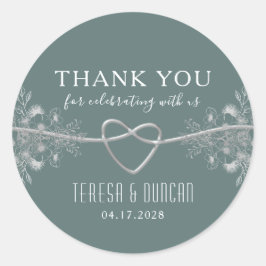 Sagegrön Bröllop Runt Klistermärke