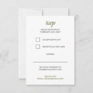 Sagegrön bröllops-RSVP OSA Kort