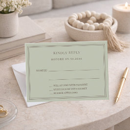 Sagegrön bröllopsbekräftelse RSVP Anteckningskort