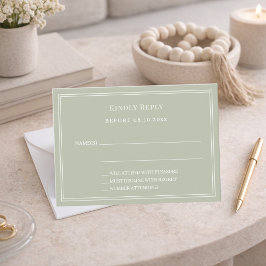 Sagegrön bröllopsbekräftelse RSVP Anteckningskort