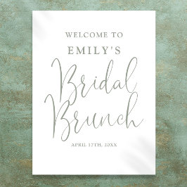 Sagegrön Bröllopsbrunch-skylt med elegant script Poster