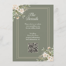 Sagegrön bröllopsdetaljkort – Elegant QR-kod Tilläggskort