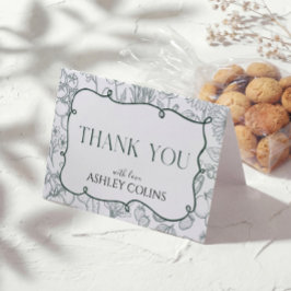 Sagegrön Bröllopsdusch Tack Kort