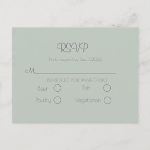 Sagegrön bröllopsenkel elegant RSVP Vykort