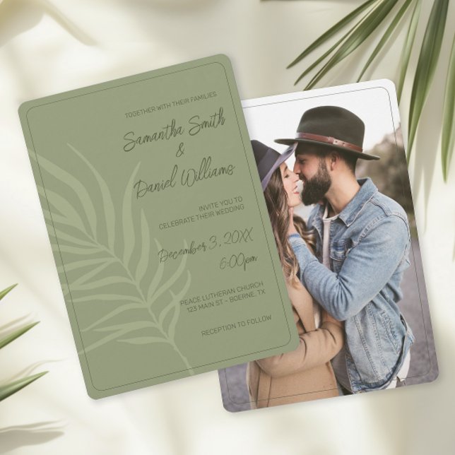 Sagegrön bröllopsfest inbjudningar (Boho Sage Green Wedding Invitations)