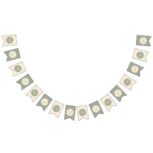 Sagegrön bröllopsgardinbanner vimplar