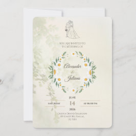Sagegrön bröllopsinbjudan | Elegant Modern Inbjudningar