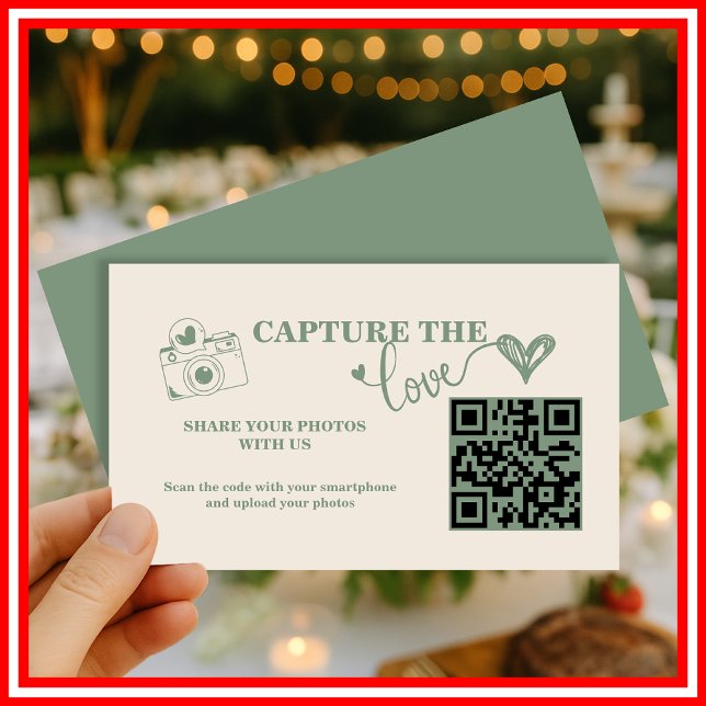 Sagegrön | Capture The Love Bröllps QR-kod Tilläggskort (Skapare uppladdad)