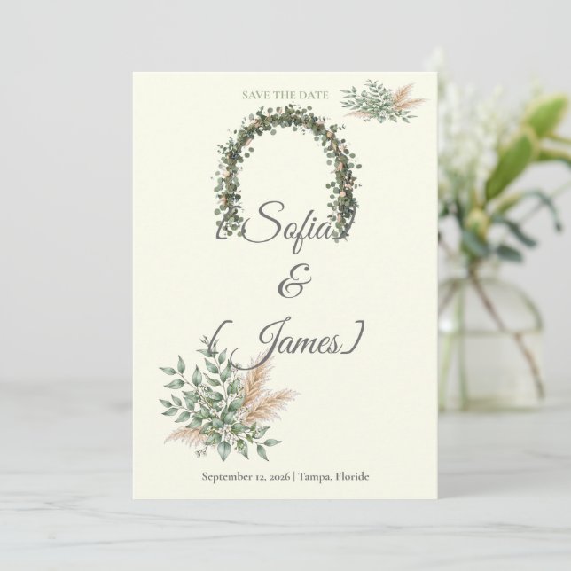 Sagegrön Champagne Boho Eukalyptus Vildblomma  (Stående Fram)