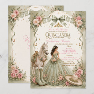 Sagegrön Charra Quinceañera Inbjudan