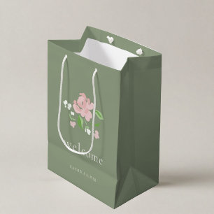Sagegrön Chic Blommig Vikbar Bröllopspresent