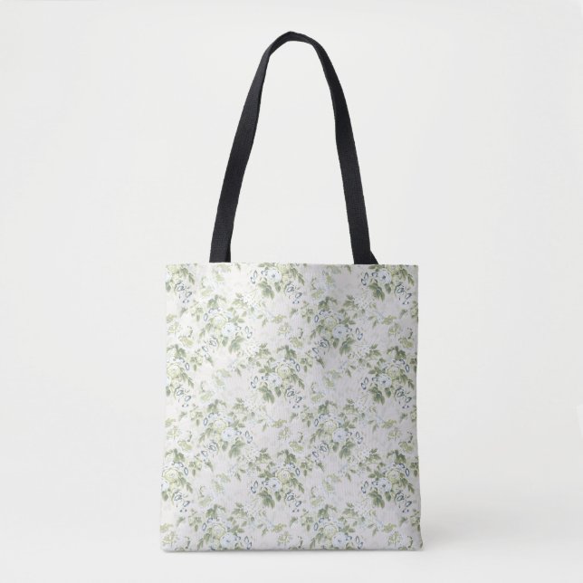 Sagegrön chintz-handväska, engelskt blomtryck tygkasse (Framsida)