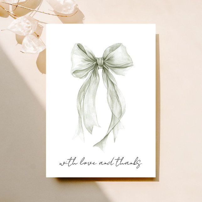 Sagegrön Coquette-slinga Vattenfärg Bröllopsdusch Tack Kort (Skapare uppladdad)