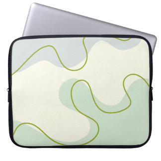 Sagegrön & Crème Abstrakt Boho Flytande Virvel Lap Laptop Fodral