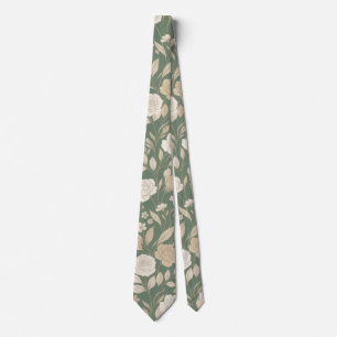 Sagegrön delikat blommönster slips