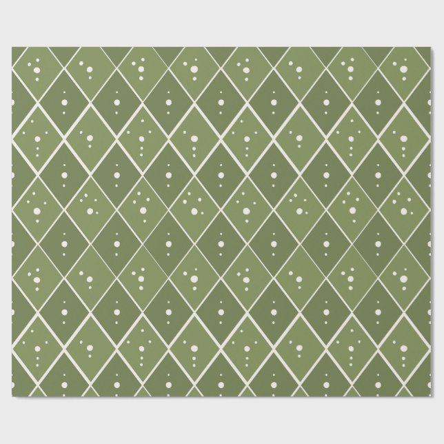 Sagegrön diamant modern skandinavisk presentpapper (Platt)