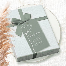 Sagegrön djärvt enkel blomsterbröllop tack  presentetikett