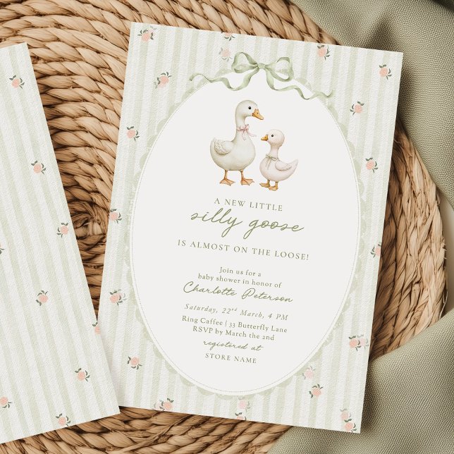 Sagegrön dum gås baby shower inbjudan (Skapare uppladdad)
