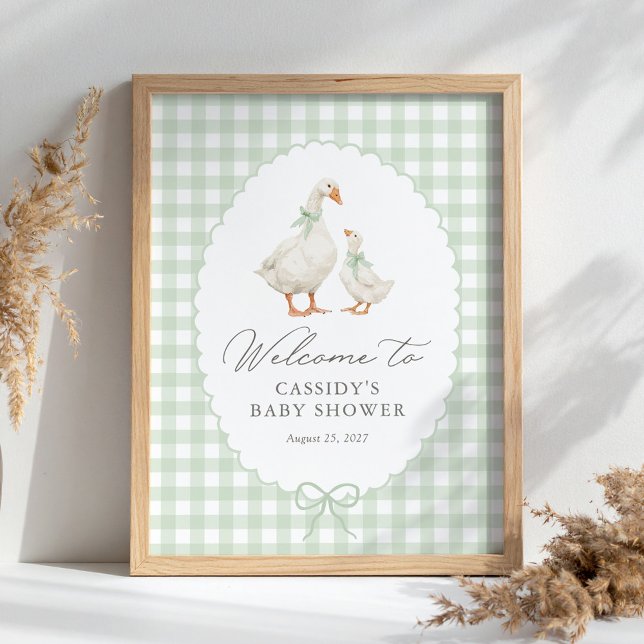 Sagegrön dum gås baby shower välkomstskylt poster (Skapare uppladdad)