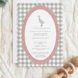 Sagegrön dum liten gås baby shower QR-kod Inbjudningar