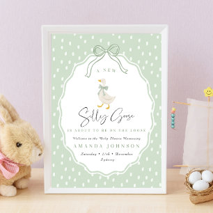 Sagegrön dumma gås Coquette Baby Shower Poster