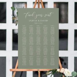 Sagegrön Elegant 20 bords Sittplatskarta Poster