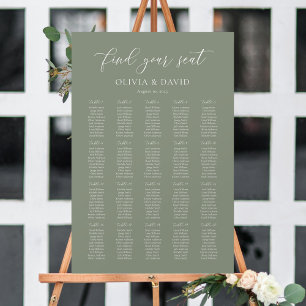 Sagegrön Elegant 20 bords Sittplatskarta Poster