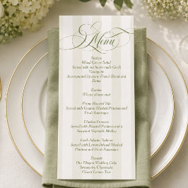 Sagegrön Elegant Bröllop Meny
