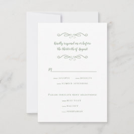 Sagegrön Elegant Bröllopsmiddag Minimalistisk OSA Kort