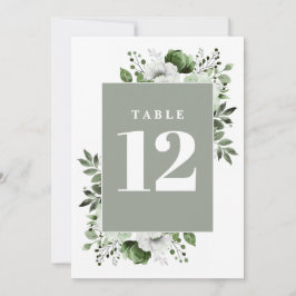 Sagegrön elegant lantlig blommig bordskort