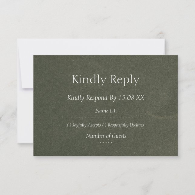 Sagegrön Elegant Modern Bröllops-RSVP-kort Anpassa OSA Kort (Framsida)