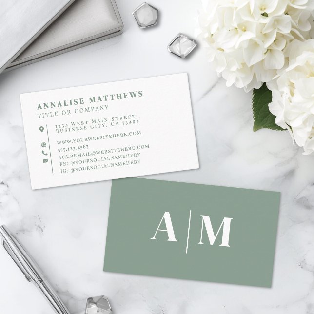 Sagegrön Elegant Professionell Visitkort (Sage Green Elegant Professional Business Card )