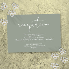 Sagegrön elegant script bröllopsmottagning tilläggskort