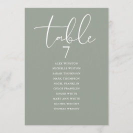 Sagegrön elegant sittplanstavla nummermarkör inbjudningar