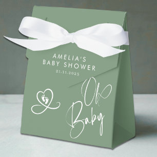 Sagegrön Elegant Skript Bebis Shower Presentaskar